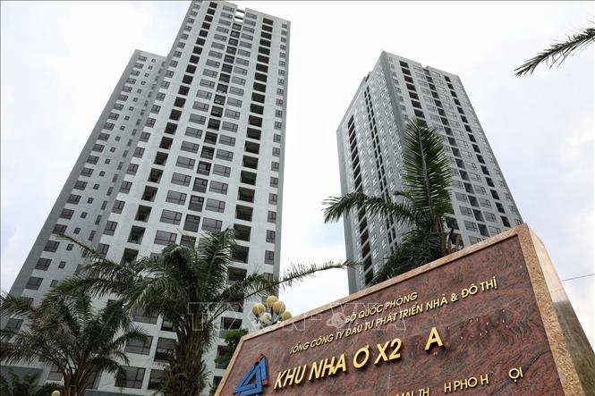 Dự án nhà ở thương mại phục vụ tái định cư tại khu X2 Đại Kim, quận Hoàng Mai được thành phố Hà Nội trưng dụng làm nơi cách ly, lập bệnh viện dã chiến. Ảnh: Tuấn Anh - TTXVN