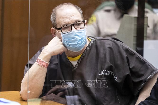 Trong ảnh: Nhà cựu sản xuất phim Harvey Weinstein trong phiên xét xử tại Los Angeles, California, Mỹ, ngày 29/7/2021. Ảnh: AFP/TTXVN