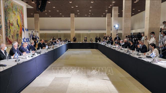 Trong ảnh: Quang cảnh cuộc họp nội các Israel tại Jerusalem ngày 19/7/2021. Ảnh: AFP/TTXVN