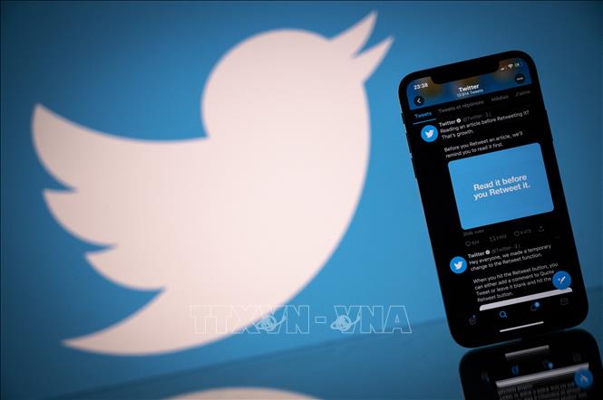 Trong ảnh: Biểu tượng của mạng xã hội Twitter. Ảnh: AFP/TTXVN
