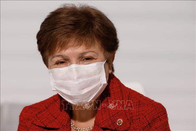 Trong ảnh (tư liệu): Tổng Giám đốc Quỹ Tiền tệ quốc tế (IMF) Kristalina Georgieva tại Hội nghị thượng đỉnh về hỗ trợ tài chính cho các nền kinh tế châu Phi ở Paris, Pháp ngày 18/5/2021. Ảnh: AFP/TTXVN