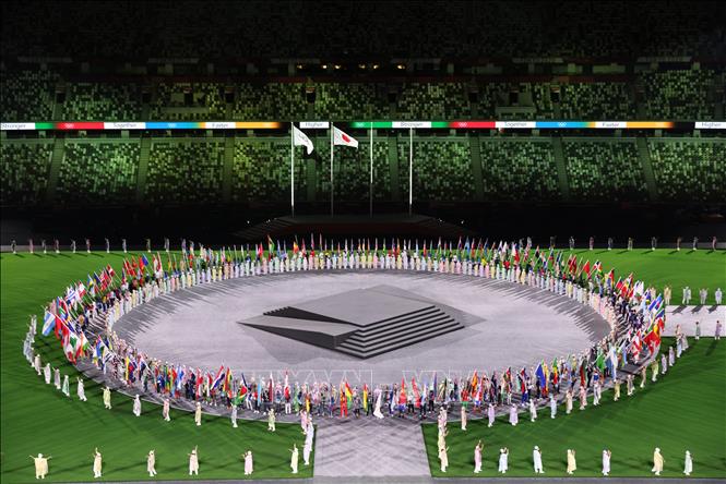 Trong ảnh: Quang cảnh lễ bế mạc Olympic Tokyo 2020 tại sân vận động Olympic ở Tokyo, Nhật Bản ngày 8/8/2021. Ảnh: AFP/TTXVN