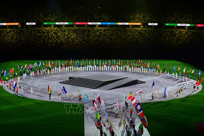 Trong ảnh: Quang cảnh lễ bế mạc Olympic Tokyo 2020 tại sân vận động Olympic ở Tokyo, Nhật Bản ngày 8/8/2021. Ảnh: AFP/TTXVN