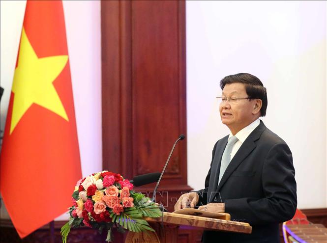 Tổng Bí thư, Chủ tịch nước Lào  Thongloun Sisoulith phát biểu. Ảnh : Thống Nhất – TTXVN

