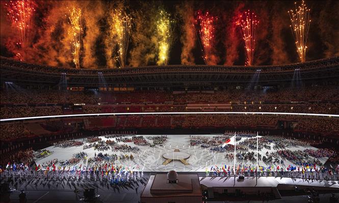 Trong ảnh: Toàn cảnh Lễ khai mạc Paralympic Tokyo 2020 ở Tokyo, Nhật Bản, ngày 24/8/2021. Ảnh: THX/ TTXVN
