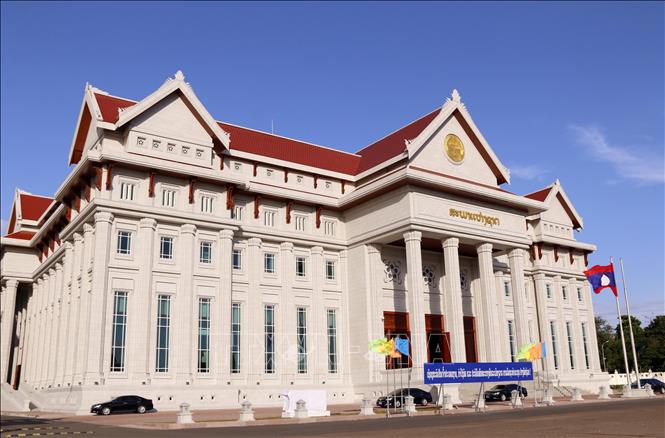 Nhà Quốc hội mới của Lào.Công trình là quà tặng của Đảng, Nhà nước và nhân dân Việt Nam tặng Đảng, Nhà nước và nhân dân Lào Ảnh: Phạm Kiên - Phóng viên TTXVN tại Lào
