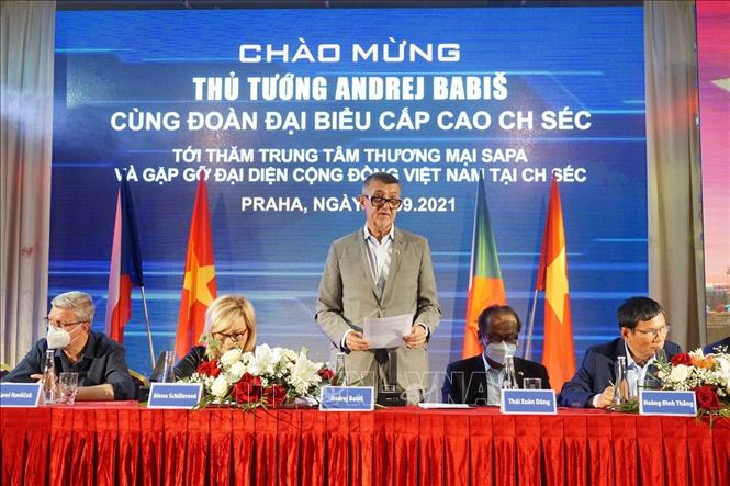 Trong ảnh: Thủ tướng Andrej Babiš phát biểu. Ảnh: Hồng Kỳ/PV TTXVN tại Praha       