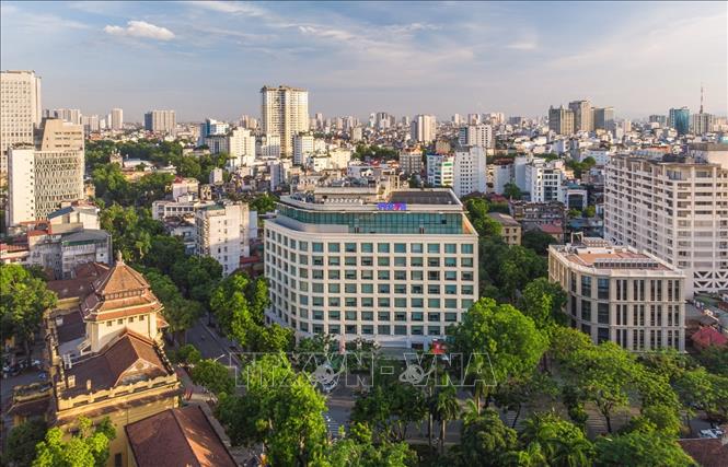 Trong ảnh: Tòa nhà Thông tấn nằm trong kiến trúc chung của khu trung tâm Hà Nội. Ảnh: Phạm Tuấn Anh-TTXVN