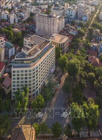 Trong ảnh: Tòa nhà Thông tấn nằm đầu trục phố Lý Thường Kiệt. Ảnh: Phạm Tuấn Anh-TTXVN