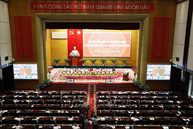 Toàn cảnh Tổng Bí thư Nguyễn Phú Trọng phát biểu chỉ đạo hội nghị. Ảnh: Trí Dũng - TTXVN