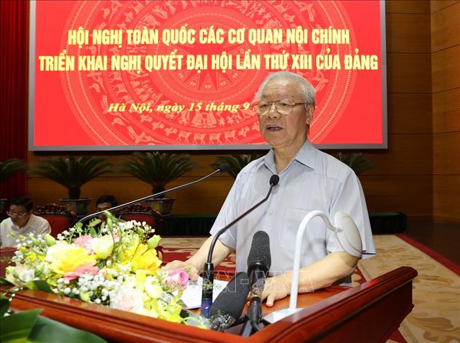 Tổng Bí thư Nguyễn Phú Trọng phát biểu chỉ đạo hội nghị. Ản  Trí Dũng - TTXVN