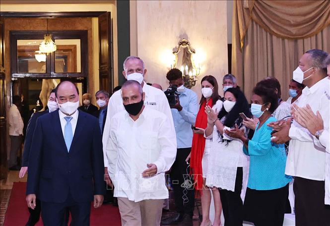 Chủ tịch nước Nguyễn Xuân Phúc dự buổi tiếp. Ảnh: Thống Nhất – TTXVN