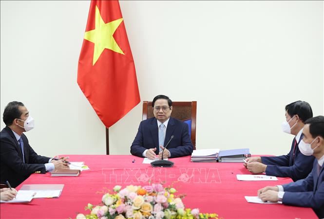 Trong ảnh: Thủ tướng Phạm Minh Chính phát biểu tại buổi điện đàm. Ảnh: Dương Giang-TTXVN