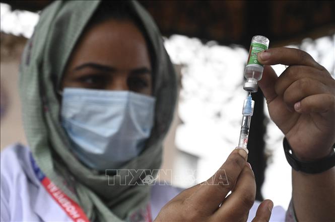 Trong ảnh: Nhân viên y tế chuẩn bị vaccine ngừa COVID-19 để tiêm cho người dân tại Srinagar, Ấn Độ, ngày 24/9/2021. Ảnh: AFP/ TTXVN