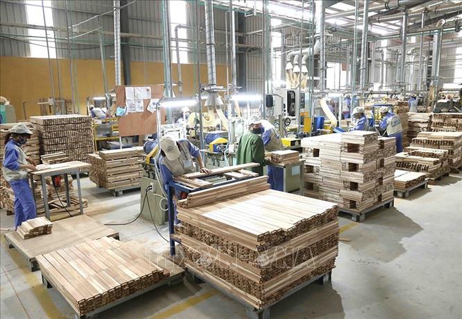 Công ty CP Woodsland Tuyên Quang xây dựng nhà máy chế biến gỗ tại huyện Yên Sơn với tổng diện tích hơn 28ha, công suất thiết kế 150.000m3 sản phẩm/năm, tạo việc làm ổn định cho 2.000 lao động. Ảnh: Vũ Sinh - TTXVN