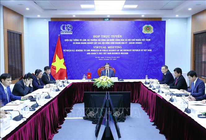 Photo: Minister of Public Security Gen. To Lam at the meeting. VNA Photo: Phạm Kiên