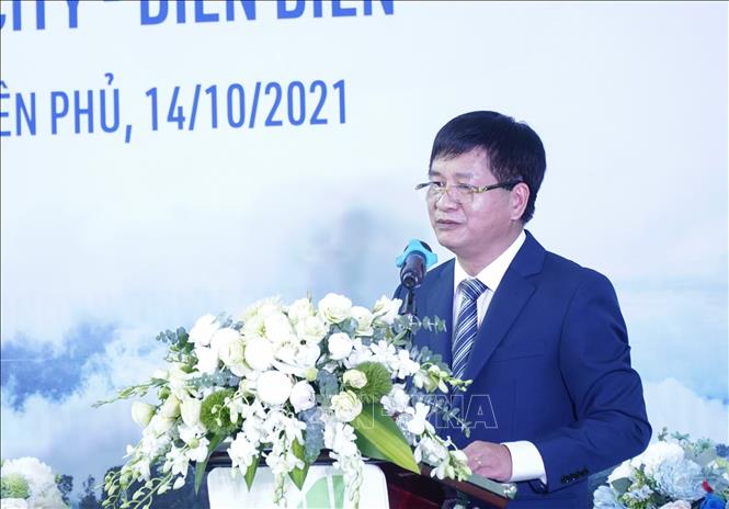 Trong ảnh: Chủ tịch UBND tỉnh Điện Biên Lê Thành Đô phát biểu tại sự kiện. Ảnh: Xuân Tư – TTXVN