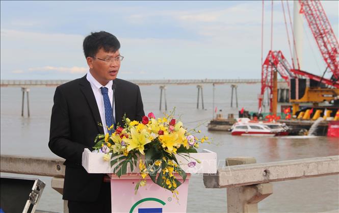 Ông Đỗ Văn Kiên, Phó Tổng Giám đốc Trungnam Group phát biểu tại buổi lễ. Ảnh: Phúc Sơn- TTXVN
