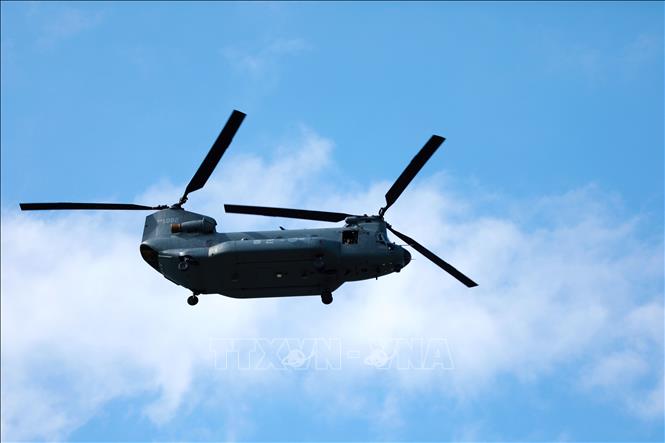 Máy bay vận tải chiến thuật của Mỹ tham gia bay trình diễn tại triển lãm. Ảnh : Anh Nguyên, PV TTXVN tại Hàn Quốc