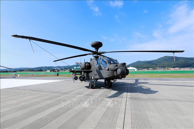 Máy bay trực thăng chiến đấu của lực lượng không quân Hàn Quốc. Ảnh. Thực hiện: Anh Nguyên, PV TTXVN tại Hàn Quốc