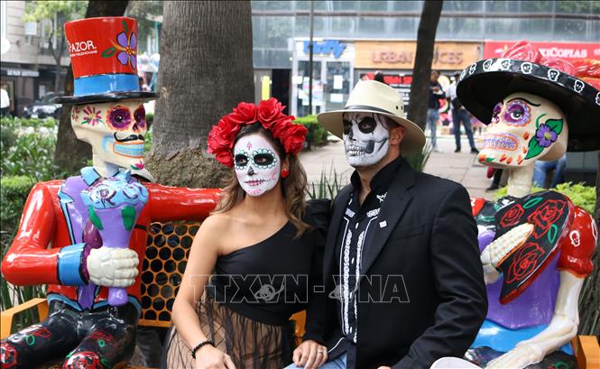 Trong ảnh: Năm 2008, UNESCO đã công nhận lễ hội người chết của Mexico là di sản văn hóa phi vật thể của nhân loại. Ảnh: Việt Hùng-PV TTXVN tại Mexico