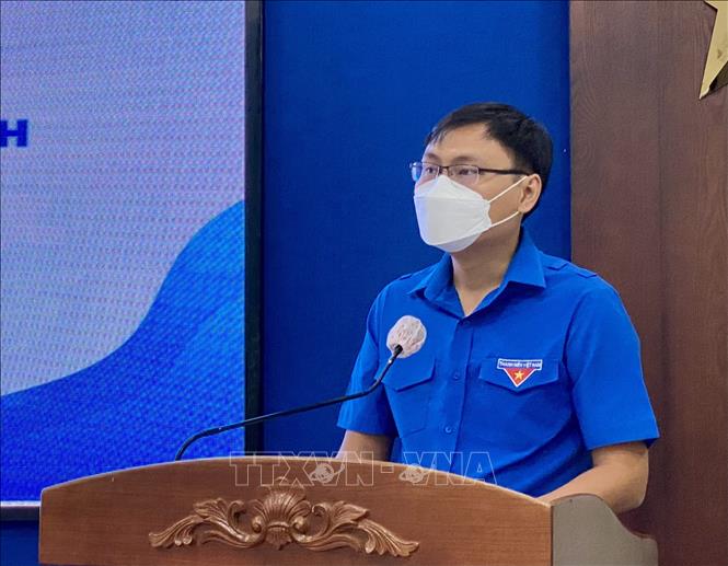 Trong ảnh: Anh Trương Minh Tước Nguyên, Phó Bí thư Thành Đoàn Thành phố Hồ Chí Minh, phát biểu tại lễ ký kết. Ảnh: Hồng Giang - TTXVN.