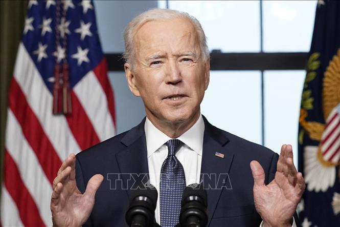Trong ảnh: Tổng thống Mỹ Joe Biden phát biểu tại Washington, DC, Mỹ. Ảnh: AFP/TTXVN