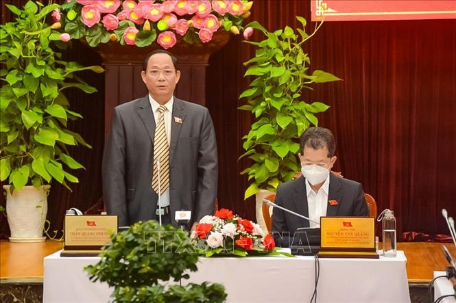 Trong ảnh: Phó Chủ tịch Quốc hội Trần Quang Phương phát biểu tại buổi làm việc với thành phố Đà Nẵng. Ảnh: Văn Dũng - TTXVN
