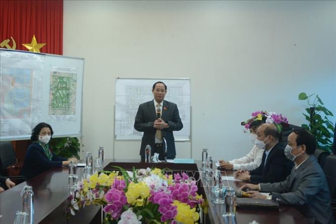 Trong ảnh: Phó Chủ tịch Quốc hội Trần Quang Phương phát biểu tại buổi khảo sát thực tế tại dự án Làng Đại học Đà Nẵng. Ảnh: Văn Dũng - TTXVN