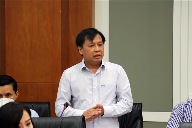 Trong ảnh: Ông Nguyễn Ngọc Sơn, Giám đốc Công ty Đầu tư và Khai thác hạ tầng Khu công nghiệp Đông Xuyên và Phú Mỹ 1 phát biểu tại buổi gặp gỡ. Ảnh: Đoàn Mạnh Dương-TTXVN