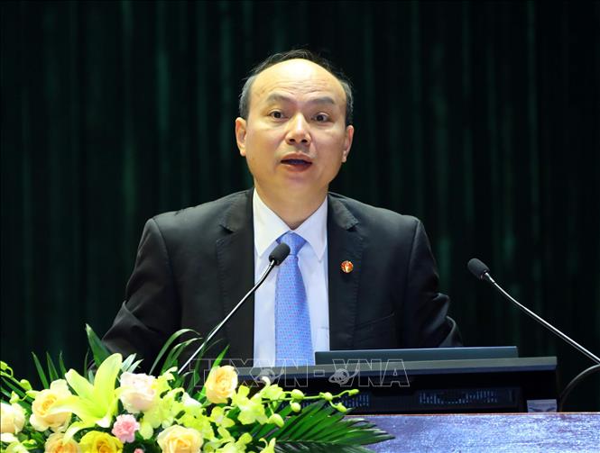 PGS.TS Hoàng Văn Nghĩa, Vụ trưởng Vụ Hợp tác quốc tế, Học viện Chính trị quốc gia Hồ Chí Minh  phát biểu. Ảnh: Văn Điệp - TTXVN