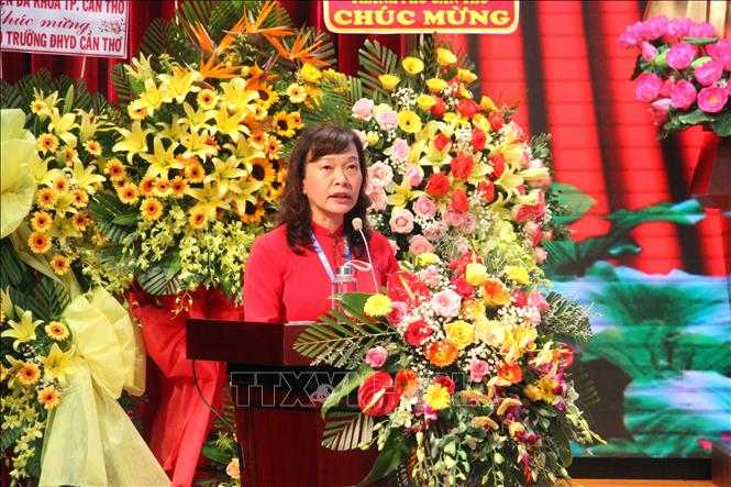 Trong ảnh: Bí thư Đảng ủy trường Đại học Y Dược Cần Thơ Nguyễn Minh Phương phát biểu tại buổi Lễ. Ảnh: Trung Kiên - TTXVN