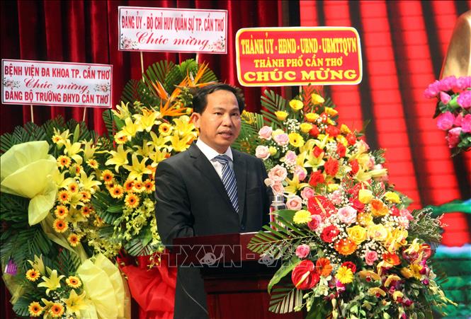 Trong ảnh: Bí thư Thành ủy Cần Thơ Lê Quang Mạnh phát biểu tại buổi Lễ. Ảnh: Trung Kiên - TTXVN
