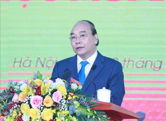 Chủ tịch nước Nguyễn Xuân  Phúc phát biểu tại Lễ kỷ niệm. Ảnh: Thống Nhất- TTXVN