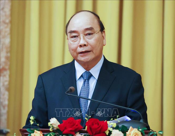 Chủ tịch nước Nguyễn Xuân Phúc phát biểu. Ảnh: Thống Nhất-TTXVN
