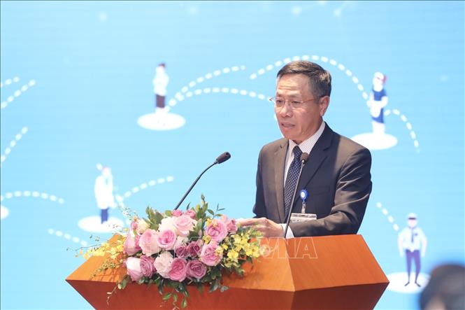 Trong ảnh: Ông Tô Dũng Thái, phụ trách Hội đồng thành viên VNPT phát biểu. Ảnh: Minh Quyết - TTXVN