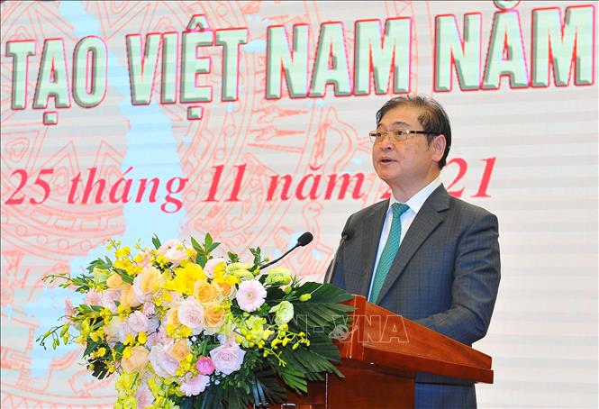 Trong ảnh: Đồng chí Phan Xuân Dũng, Chủ tịch Liên hiệp các Hội Khoa học và Kỹ thuật Việt Nam phát biểu. Ảnh: Minh Đức – TTXVN