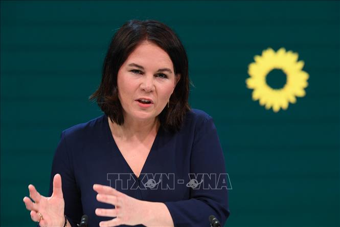 Trong ảnh: Bà Annalena Baerbock, đồng Chủ tịch Xanh tại Đức, phát biểu trong một sự kiện ở Berlin ngày 19/4/2021. Ảnh: AFP/TTXVN