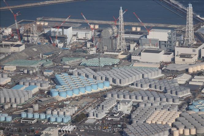 Trong ảnh: Toàn cảnh Nhà máy điện hạt nhân Fukushima Daiichi, Nhật Bản ngày 14/2/2021. Ảnh: AFP/TTXVN
