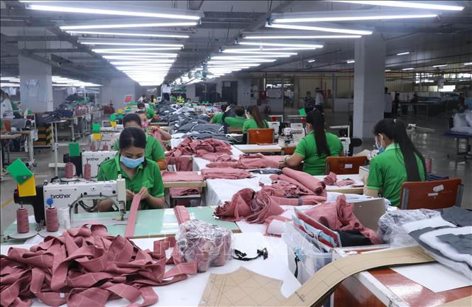 Trong ảnh: Công ty TNHH Tainan Enterprises Việt Nam (Khu kinh tế Bình Hiệp, Kiến Tường, Long An) đang phấn đấu hoàn thành các chỉ tiêu, kế hoạch ở mức cao nhất. Ảnh: Bùi Giang -TTXVN
