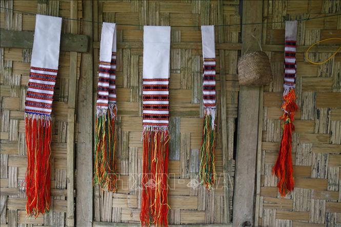 Photo: Traditional waistbands with intricate brocade patterns. VNA Photo: Nam Sương