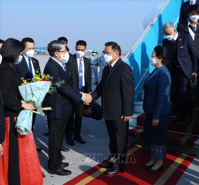 Phó Chủ tịch Quốc hội Nguyễn Đức Hải đón Chủ tịch Quốc hội Lào Saysomphone Phomvihane thăm chính thức Việt Nam. Ảnh: Văn Điệp - TTXVN