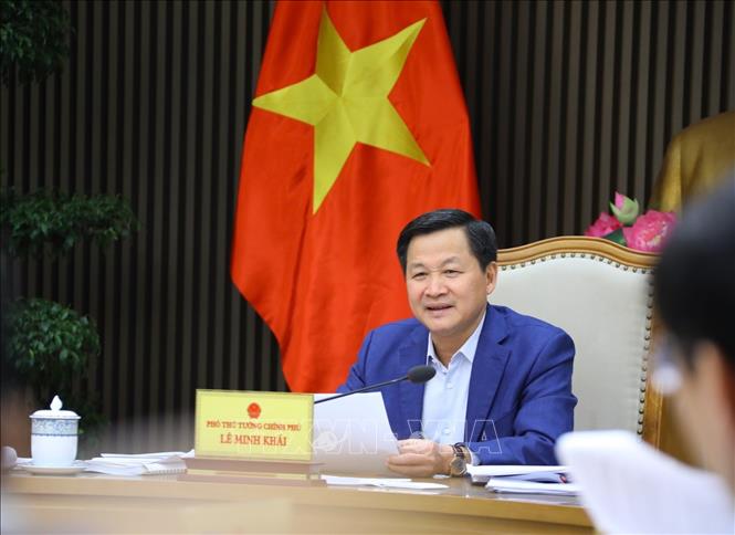 Phó Thủ tướng Lê Minh Khái phát biểu. Ảnh: Văn Điệp - TTXVN