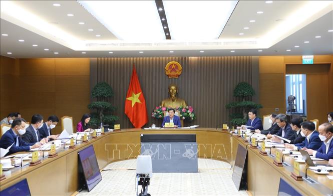 Phó Thủ tướng Lê Minh Khái chủ trì buổi làm việc. Ảnh: Văn Điệp - TTXVN