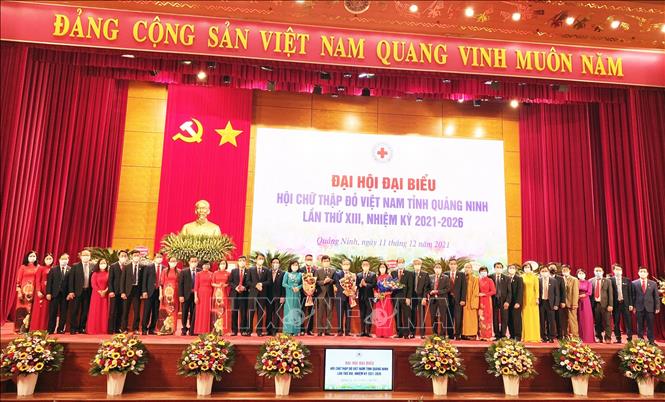 Ban Chấp hành Hội Chữ thập đỏ Quảng Ninh nhiệm kỳ 2021 - 2026 ra mắt. Ảnh: Đức Hiếu-TTXVN