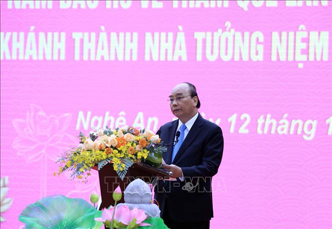 Trong ảnh: Chủ tịch nước Nguyễn Xuân Phúc phát biểu tại lễ kỷ niệm. Ảnh: Thống Nhất- TTXVN