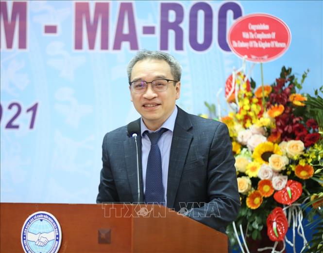Ông Phan Tâm, Thứ trưởng Bộ Thông tin và Truyền thông, Chủ tịch Hội Hữu nghị và Hợp tác Việt Nam – Maroc phát biểu. Ảnh: TTXVN phát