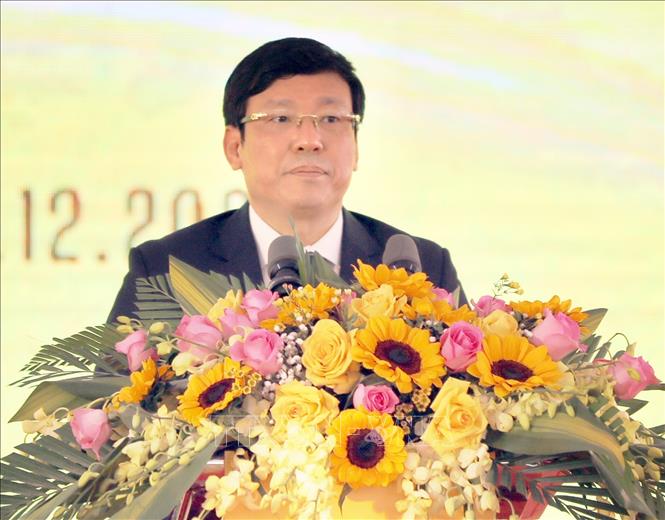 Trong ảnh: Chủ tịch UBND tỉnh Vĩnh Phúc phát biểu tại buổi lễ. Ảnh: Hoàng Hùng - TTXVN 