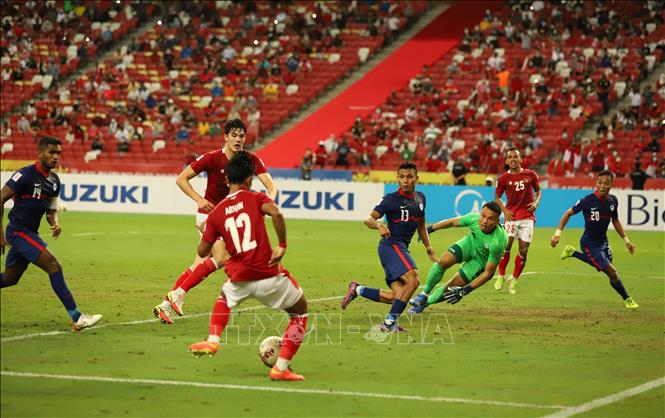 Pha ghi bàn gỡ hòa 2 - 2 cho đội Indonesia của Arhan ở phút 87. Ảnh: Thế Vũ-TTXVN