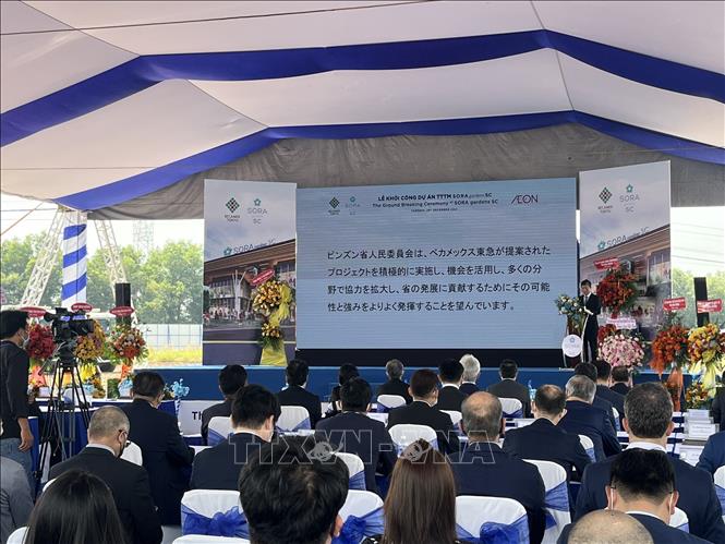Trong ảnh: Lễ khởi công xây dựng Trung tâm Thương mại Sora Gardens SC. Ảnh: Văn Hướng TTXVN